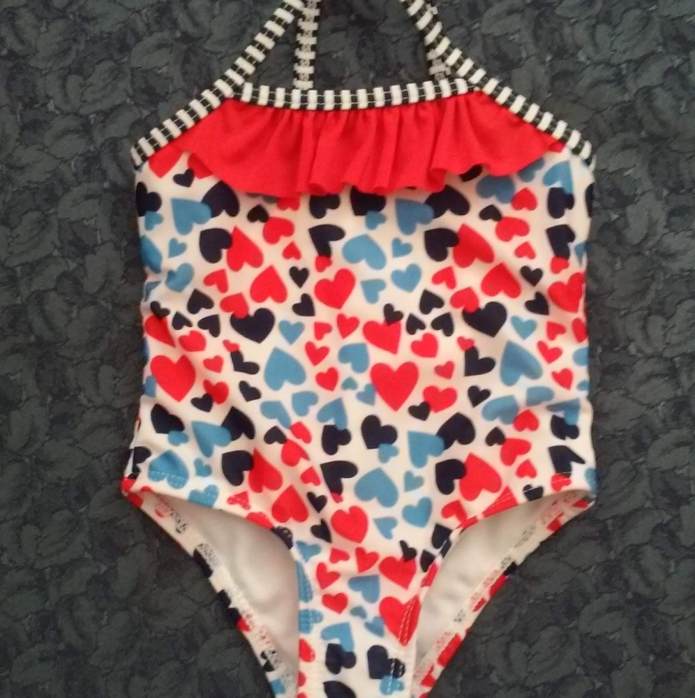 Healthtex Red, White and Blue one piece Swimsuit 3-6m